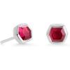 Kendra Scott Davie Stud Earrings, Fine Jewelry for Women(STERLING SILVER – RED GARNET)