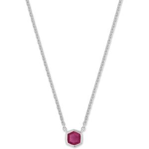 Kendra Scott Davie Pendant Necklace(STERLING SILVER – PINK RUBY)