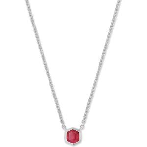 Kendra Scott Davie Pendant Necklace(STERLING SILVER – RED GARNET)