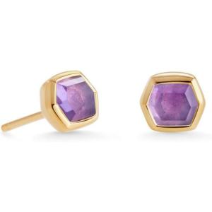 Kendra Scott Davie Stud Earrings, Fine Jewelry for Women(18K GOLD VERMEIL – AMETHYST)