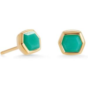 Kendra Scott Davie Stud Earrings, Fine Jewelry for Women(18K GOLD VERMEIL – CHRYSOPRASE)