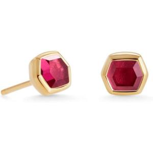 Kendra Scott Davie Stud Earrings, Fine Jewelry for Women(18K GOLD VERMEIL – RED GARNET)