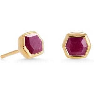 Kendra Scott Davie Stud Earrings, Fine Jewelry for Women(18K GOLD VERMEIL – RUBY)