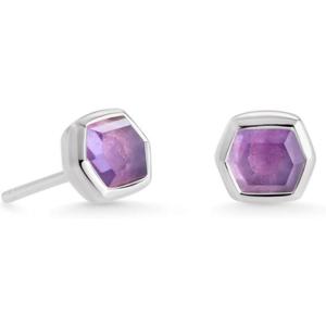Kendra Scott Davie Stud Earrings, Fine Jewelry for Women(STERLING SILVER – AMETHYST)