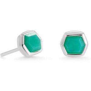 Kendra Scott Davie Stud Earrings, Fine Jewelry for Women(STERLING SILVER – CHRYSOPRASE)