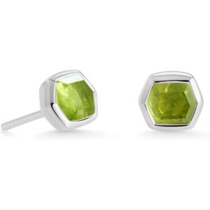 Kendra Scott Davie Stud Earrings, Fine Jewelry for Women(STERLING SILVER – PERIDOT)