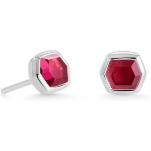 Kendra Scott Davie Stud Earrings, Fine Jewelry for Women(STERLING SILVER – RED GARNET)