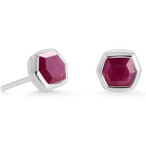 Kendra Scott Davie Stud Earrings, Fine Jewelry for Women(STERLING SILVER – RUBY)