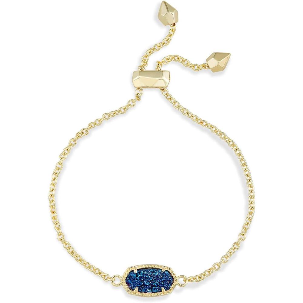 imageKendra Scott Elaina Adjustable Chain Bracelet for Women Fashion Jewelry GoldPlatedGOLD  BLUE DRUSY