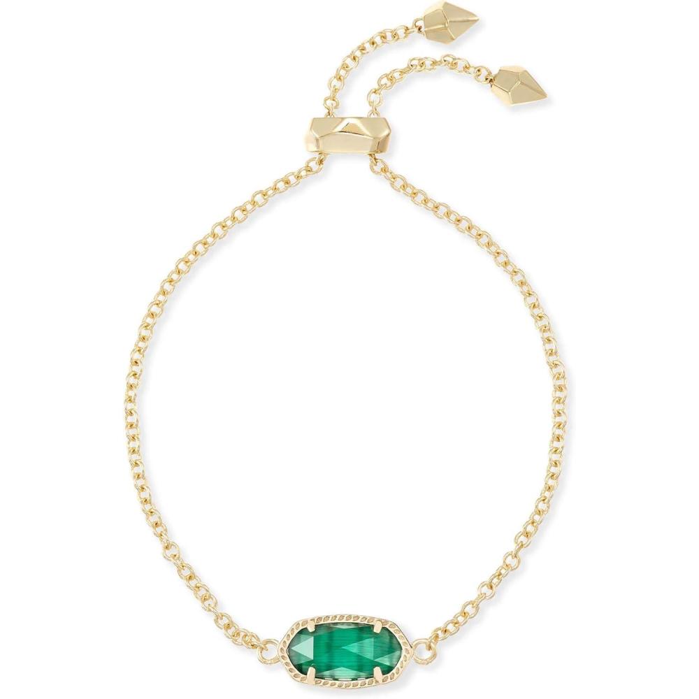 imageKendra Scott Elaina Adjustable Chain Bracelet for Women Fashion Jewelry GoldPlatedGOLD EMERALD CATS EYE