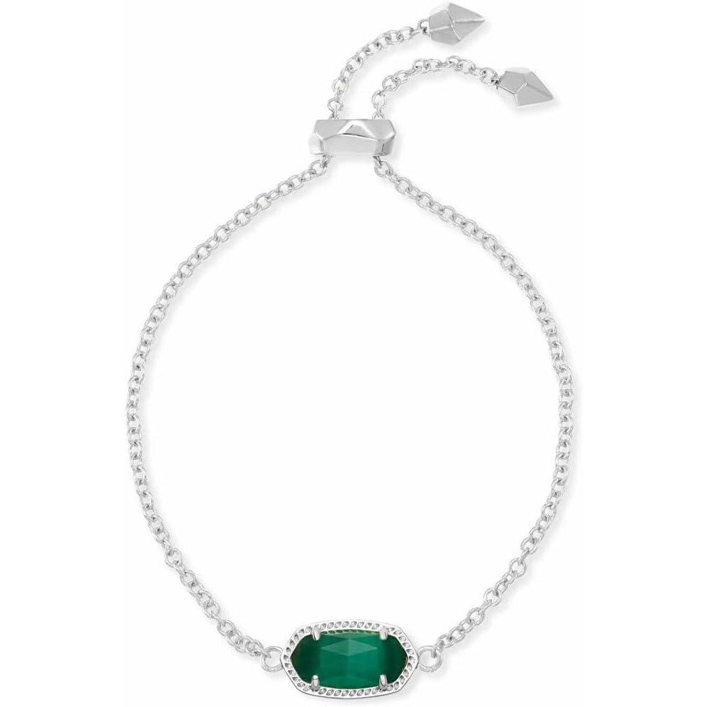 imageKendra Scott Elaina Adjustable Chain Bracelet for Women Fashion Jewelry GoldPlatedRHODIUM  EMERALD CATS EYE
