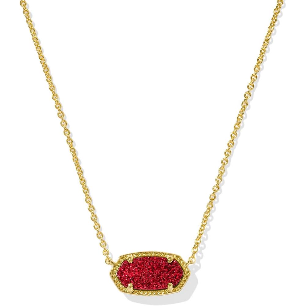 imageKendra Scott Elisa Pendant Necklace for Women Fashion Jewelry 14k GoldPlatedGOLD  BRIGHT RED DRUSY