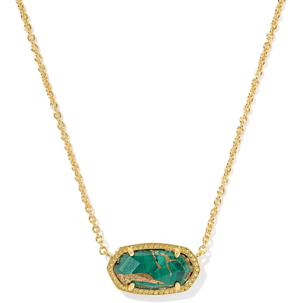 imageKendra Scott Elisa Pendant Necklace for Women Fashion Jewelry 14k GoldPlatedGOLD  BRONZE VEINED GREEN MALACHITE