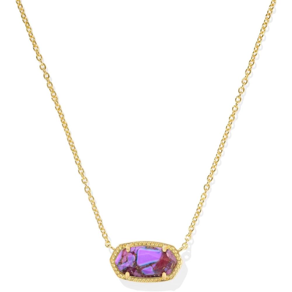imageKendra Scott Elisa Pendant Necklace for Women Fashion Jewelry 14k GoldPlatedGOLD  BRONZED VEINED VIOLET MAGNESITE