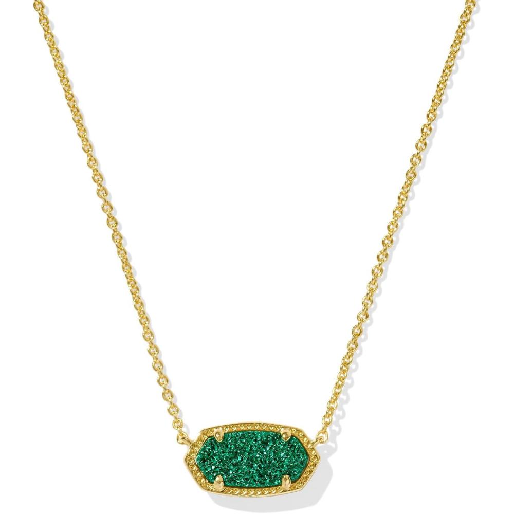 imageKendra Scott Elisa Pendant Necklace for Women Fashion Jewelry 14k GoldPlatedGOLD  EMERALD DRUSY