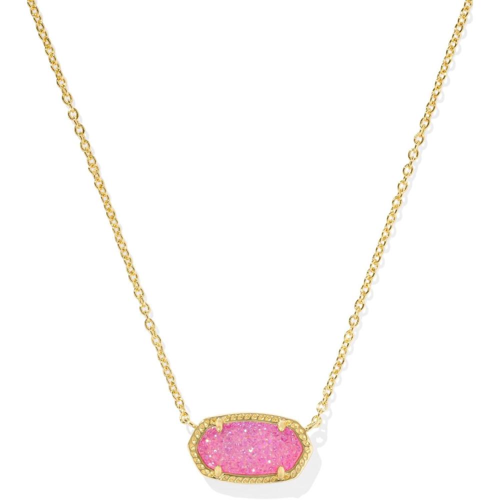 imageKendra Scott Elisa Pendant Necklace for Women Fashion Jewelry 14k GoldPlatedGOLD  HOT PINK DRUSY