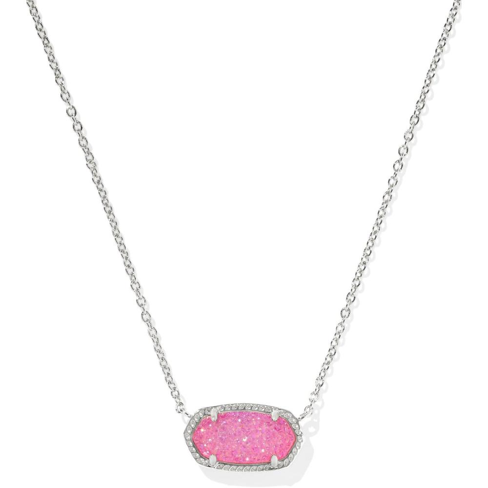 imageKendra Scott Elisa Pendant Necklace for Women Fashion Jewelry 14k GoldPlatedRHODIUM  HOT PINK DRUSY