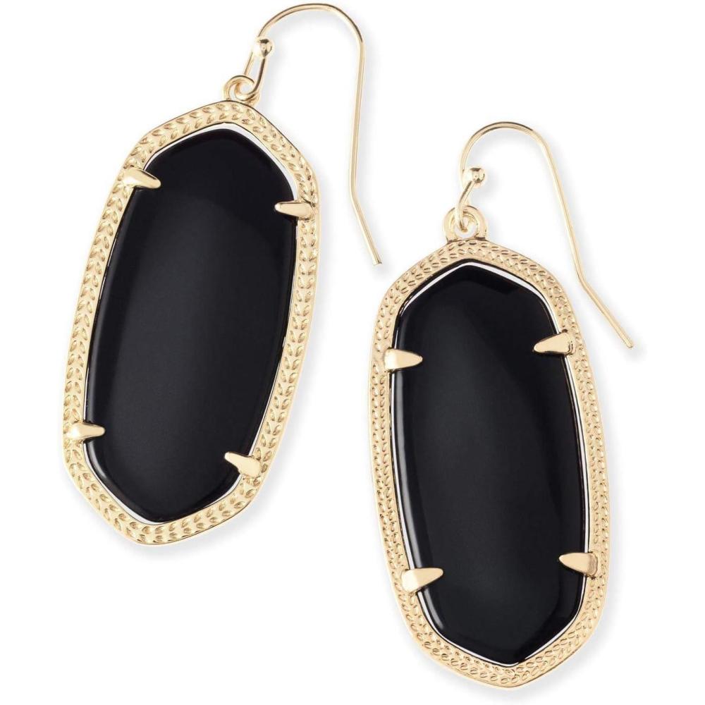 imageKendra Scott Elle Drop Earrings for WomenGOLD  BLACK OPAQUE GLASS