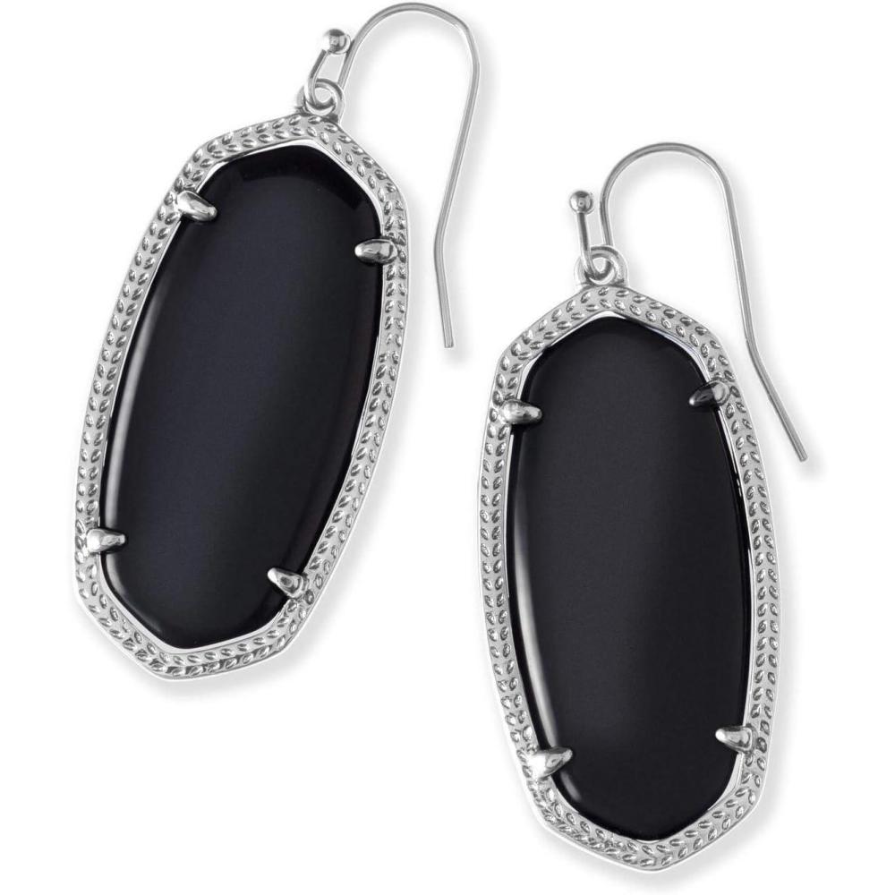 imageKendra Scott Elle Drop Earrings for WomenRHODIUM  BLACK OPAQUE GLASS