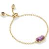 Kendra Scott Elaina Adjustable Chain Bracelet for Women, Fashion Jewelry, Gold-Plated(GOLD – BRONZED VEINED VIOLET MAGNESITE)