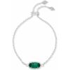 Kendra Scott Elaina Adjustable Chain Bracelet for Women, Fashion Jewelry, Gold-Plated(RHODIUM – EMERALD CATS EYE)