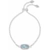 Kendra Scott Elaina Adjustable Chain Bracelet for Women, Fashion Jewelry, Gold-Plated(RHODIUM – LIGHT BLUE ILLUSION)