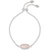 Kendra Scott Elaina Adjustable Chain Bracelet for Women, Fashion Jewelry, Gold-Plated(RHODIUM – ROSE QUARTZ)