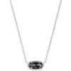 Kendra Scott Elisa Pendant Necklace for Women, Fashion Jewelry, 14k Gold-Plated(RHODIUM – BLACK)