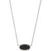 Kendra Scott Elisa Pendant Necklace for Women, Fashion Jewelry, 14k Gold-Plated(RHODIUM – BLACK DRUSY)