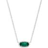 Kendra Scott Elisa Pendant Necklace for Women, Fashion Jewelry, 14k Gold-Plated(RHODIUM – EMERALD CATS EYE)