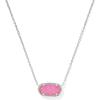 Kendra Scott Elisa Pendant Necklace for Women, Fashion Jewelry, 14k Gold-Plated(RHODIUM – HOT PINK DRUSY)