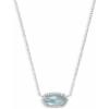 Kendra Scott Elisa Pendant Necklace for Women, Fashion Jewelry, 14k Gold-Plated(RHODIUM – LIGHT BLUE ILLUSION)