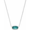 Kendra Scott Elisa Pendant Necklace for Women, Fashion Jewelry, 14k Gold-Plated(RHODIUM – LONDON BLUE)