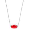 Kendra Scott Elisa Pendant Necklace for Women, Fashion Jewelry, 14k Gold-Plated(RHODIUM – RED ILLUSION)