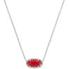 Kendra Scott Elisa Pendant Necklace for Women, Fashion Jewelry, 14k Gold-Plated(RHODIUM – RED LAB GROWN OPAL)