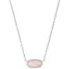 Kendra Scott Elisa Pendant Necklace for Women, Fashion Jewelry, 14k Gold-Plated(RHODIUM – ROSE QUARTZ)