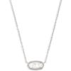 Kendra Scott Elisa Pendant Necklace for Women, Fashion Jewelry, 14k Gold-Plated(RHODIUM – white MOTHER OF PEARL)