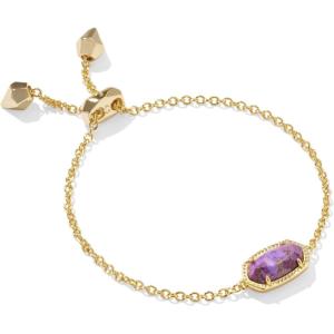 Kendra Scott Elaina Adjustable Chain Bracelet for Women, Fashion Jewelry, Gold-Plated(GOLD – BRONZED VEINED VIOLET MAGNESITE)