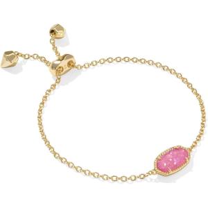 Kendra Scott Elaina Adjustable Chain Bracelet for Women, Fashion Jewelry, Gold-Plated(GOLD – HOT PINK DRUSY)