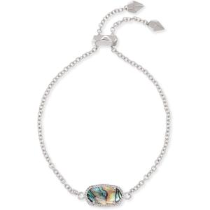 Kendra Scott Elaina Adjustable Chain Bracelet for Women, Fashion Jewelry, Gold-Plated(RHODIUM – ABALONE SHELL)