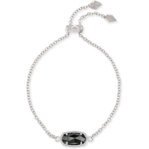 Kendra Scott Elaina Adjustable Chain Bracelet for Women, Fashion Jewelry, Gold-Plated(RHODIUM – BLACK OPAQUE GLASS)