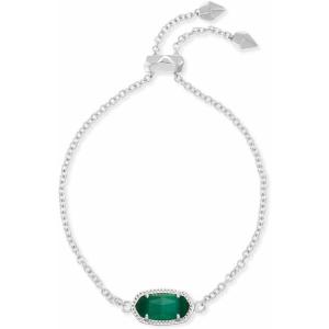 Kendra Scott Elaina Adjustable Chain Bracelet for Women, Fashion Jewelry, Gold-Plated(RHODIUM – EMERALD CATS EYE)