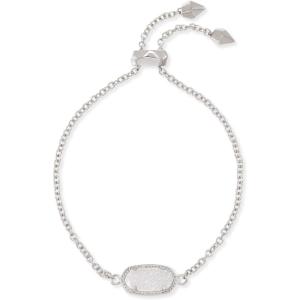 Kendra Scott Elaina Adjustable Chain Bracelet for Women, Fashion Jewelry, Gold-Plated(RHODIUM – IRIDESCENT DRUSY)