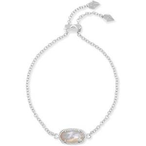 Kendra Scott Elaina Adjustable Chain Bracelet for Women, Fashion Jewelry, Gold-Plated(RHODIUM – IVORY MOTHER OF PEARL)