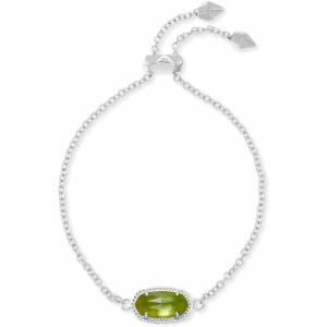 Kendra Scott Elaina Adjustable Chain Bracelet for Women, Fashion Jewelry, Gold-Plated(RHODIUM – PERIDOT ILLUSION)