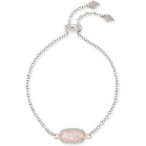 Kendra Scott Elaina Adjustable Chain Bracelet for Women, Fashion Jewelry, Gold-Plated(RHODIUM – ROSE QUARTZ)