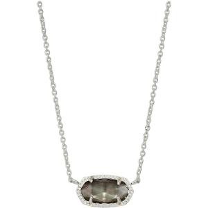 Kendra Scott Elisa Pendant Necklace for Women, Fashion Jewelry, 14k Gold-Plated(BRIGHT SILVER – BLACK MOTHER OF PEARL)