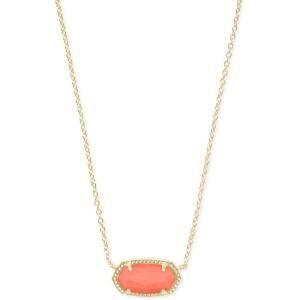 Kendra Scott Elisa Pendant Necklace for Women, Fashion Jewelry, 14k Gold-Plated(GOLD – BRIGHT CORAL)