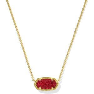 Kendra Scott Elisa Pendant Necklace for Women, Fashion Jewelry, 14k Gold-Plated(GOLD – BRIGHT RED DRUSY)
