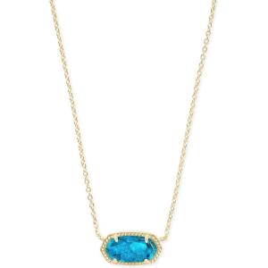 Kendra Scott Elisa Pendant Necklace for Women, Fashion Jewelry, 14k Gold-Plated(GOLD – BRONZE VEINED TURQUOISE)